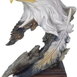 New StealStreet SS-G-54153 Bald Eagle Head & Bust Statue with Feather on Wood Base, 12" 