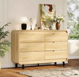6 Drawers Dresser for Bedroom, 47" Wide Modern Wooden Clothes Dresser