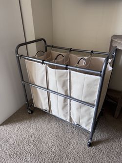 3-Bag Rolling Laundry Sorter - Metal Frame with Wheels