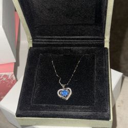 Silver Necklace, Blue Gem