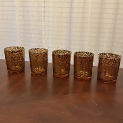 5 gold mercury votive candle holders