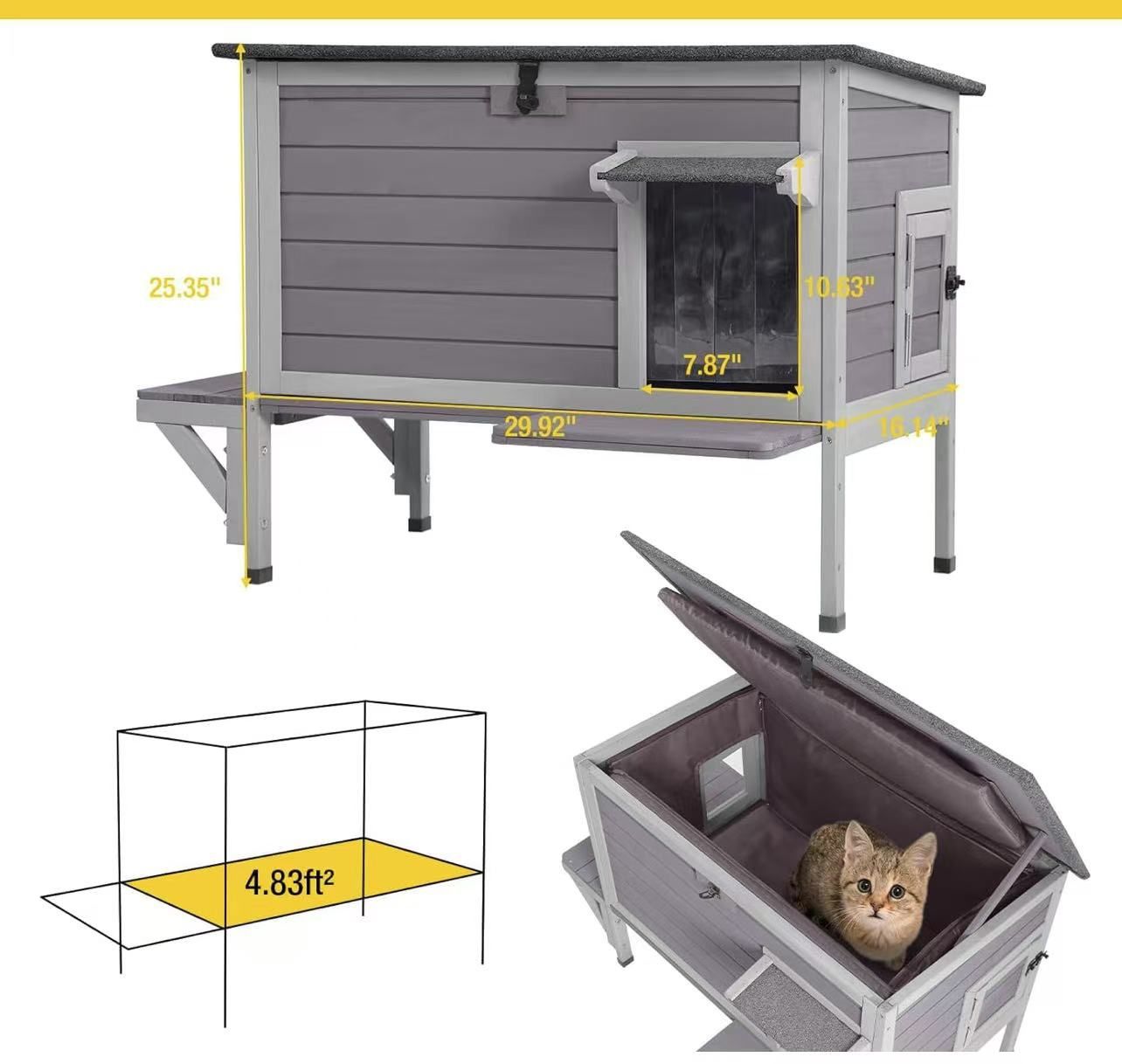 🥨Aivituvin AIR91-H-IN Cat House with Insulated Liner, Large Heated Feral Cats Shelter, Weatherproof Cat Condos for Outdoor Indoor Cats,