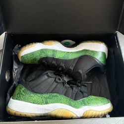Jordan 11s Green Snake Skin 
