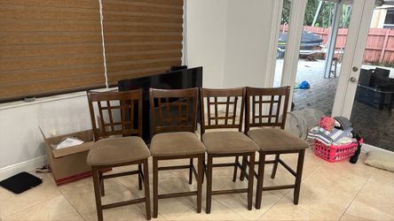 4 Wooden High Top Chairs
