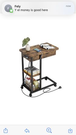 C-shaped End Table And Charging Station Brand New In Packed 