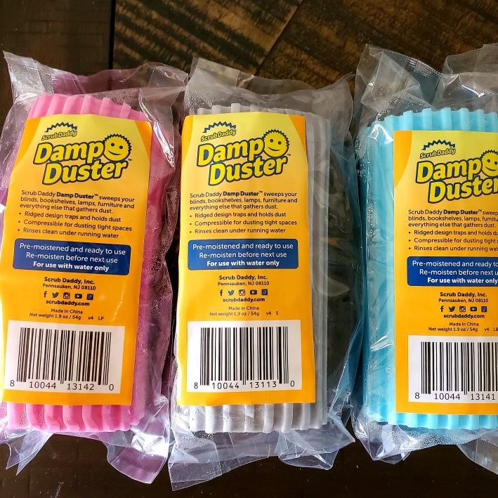 SCRUB DADDY Damp Duster, Dust Cleaning Sponge, Window Blind Cleaning,  Silver