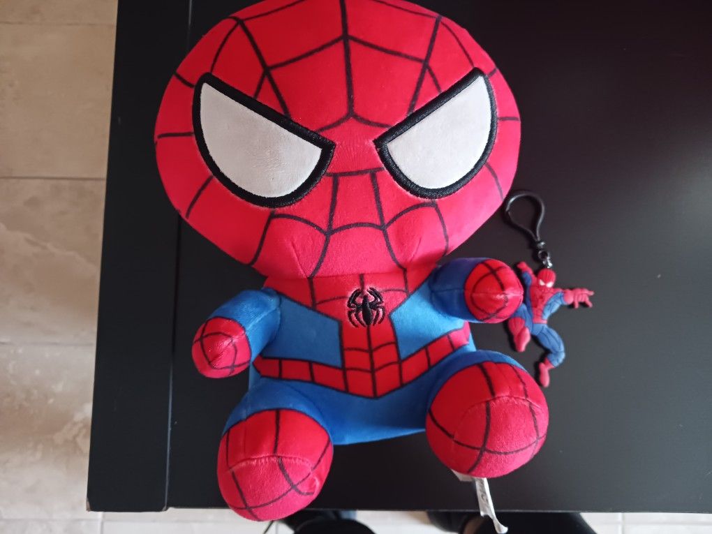 Miniso Spiderman Plush With Spiderman Keychain
