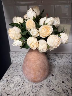 vase + faux rose arrangement