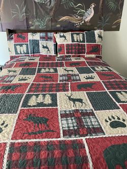 Twin Size Bedspread  With 2 Pillows Cover 