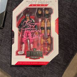 BRET “HITMAN” HART SIGNED AUTO ULTIMATE FIGURE PSA COA SUPER COOL SUPER RARE 