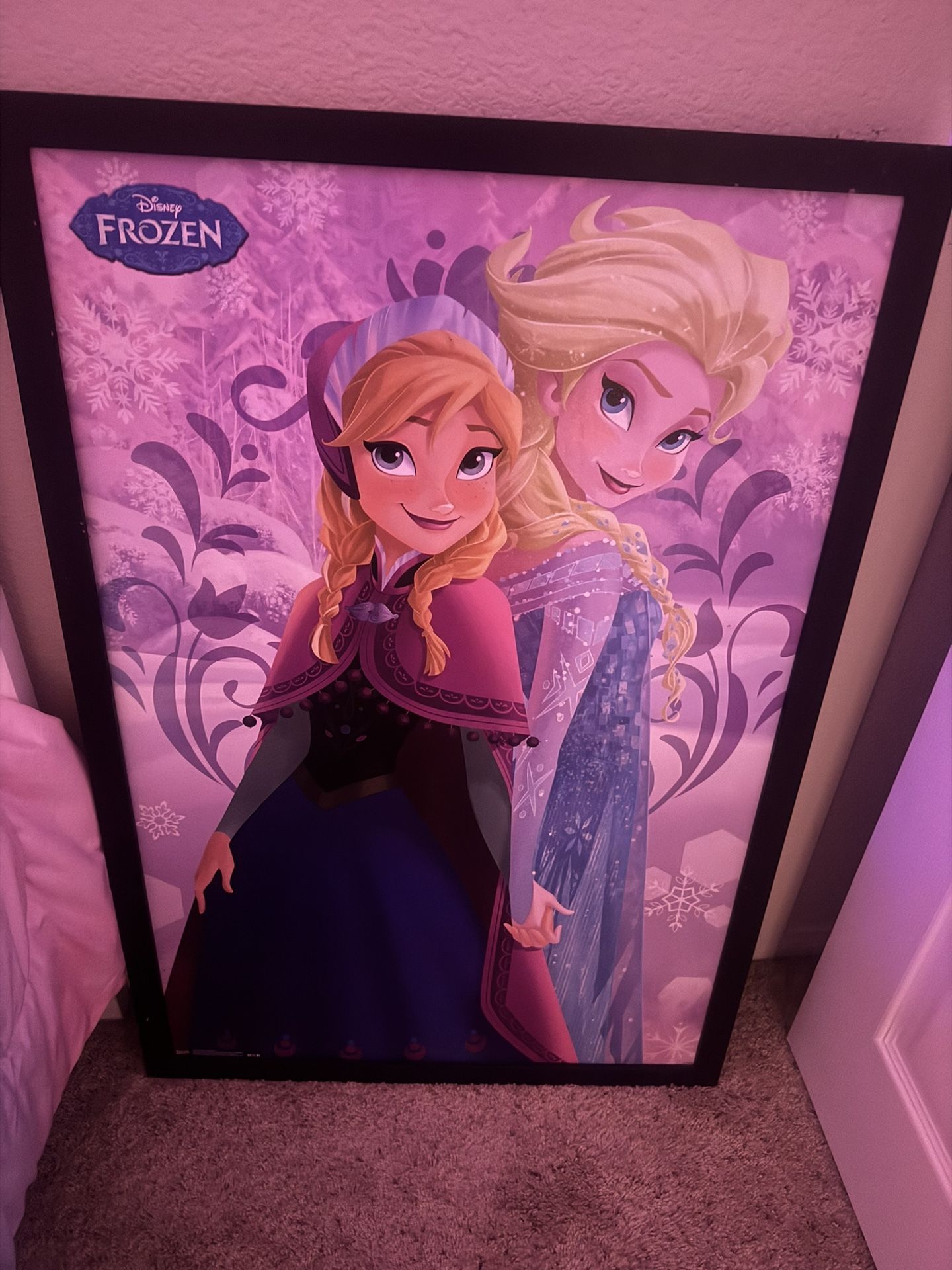 Elsa Frozen And Anna Large Portrait Decoration Girls Room 