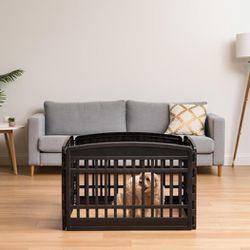 IRIS USA 24" Exercise 4-Panel Pet Playpen, Dog Playpen For Puppy Small Dogs Keep Pets Secure Easy Assemble Easy Storing Customizable Non-Skid Rubber F
