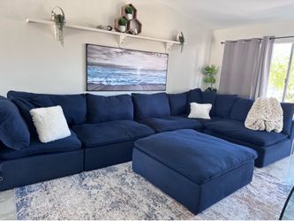 Navy blue dupe cloud couch sofa sala modular