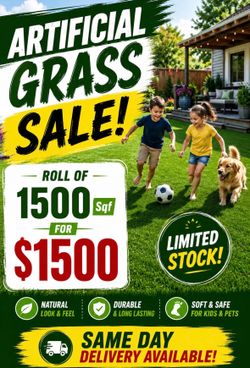 Artificial grass roll 1500 sqf $1 sq/ft