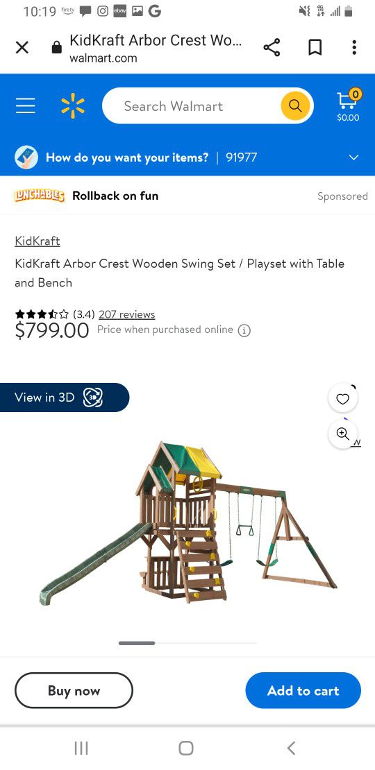 KidKraft Arbor Crest Wooden Swing Set / Playset with Table and Bench

