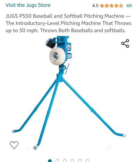 JUGS PS50 Baseball and Softball Pitching Machine, Batting Cage Net Up To 55 Ft, Jugs Dimpled Balls