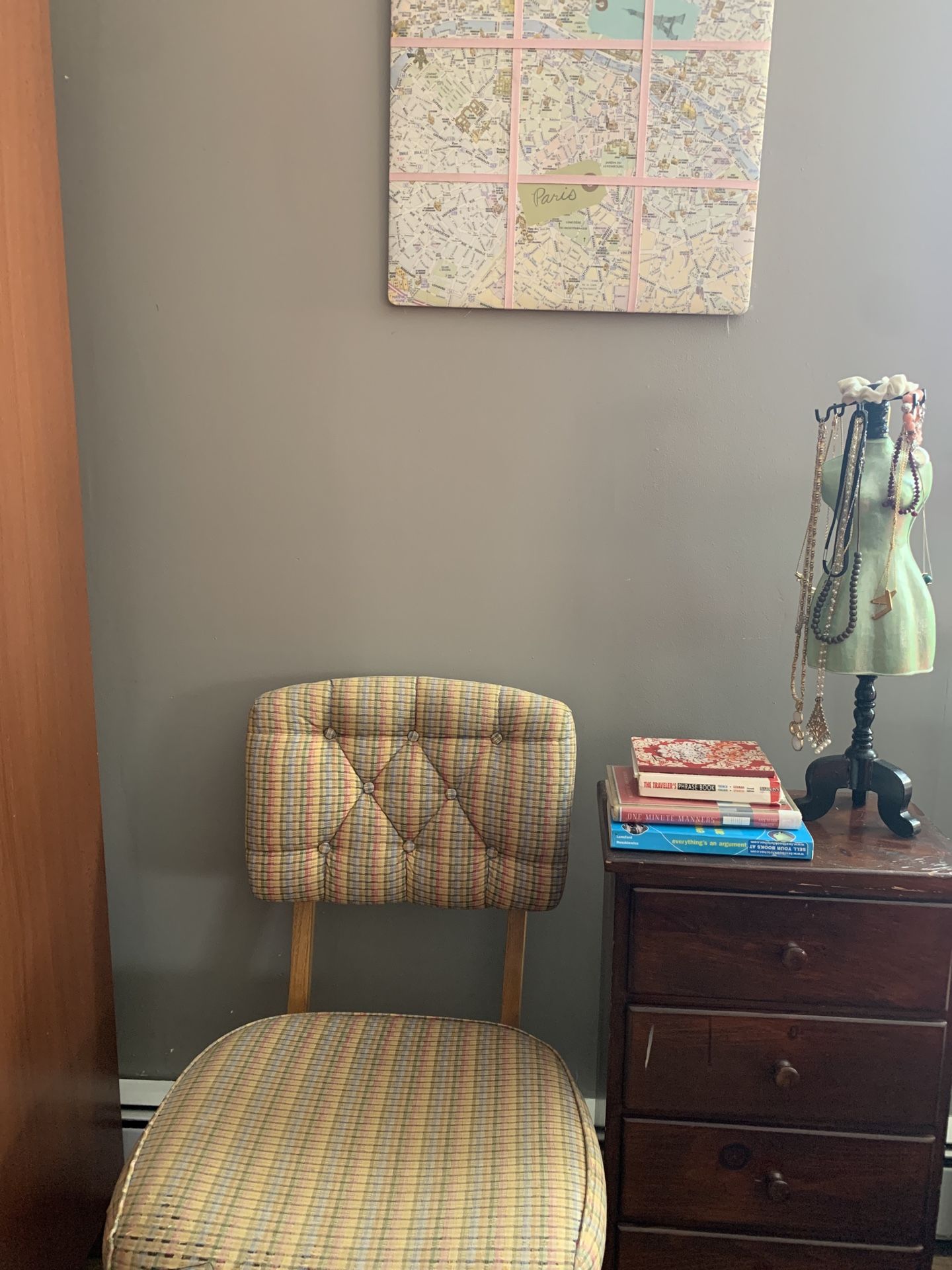 Tweens room decor - 3 pc set- Paris dream memo board + gingham desk chair