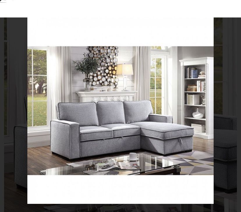 Sectional sofa set with storage & pull out sleeper