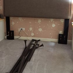 Queen Size Grey Headboard And Bed Frame