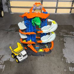 Ultimate Garage Hot Wheels Track And Little Yikes Dump Truck