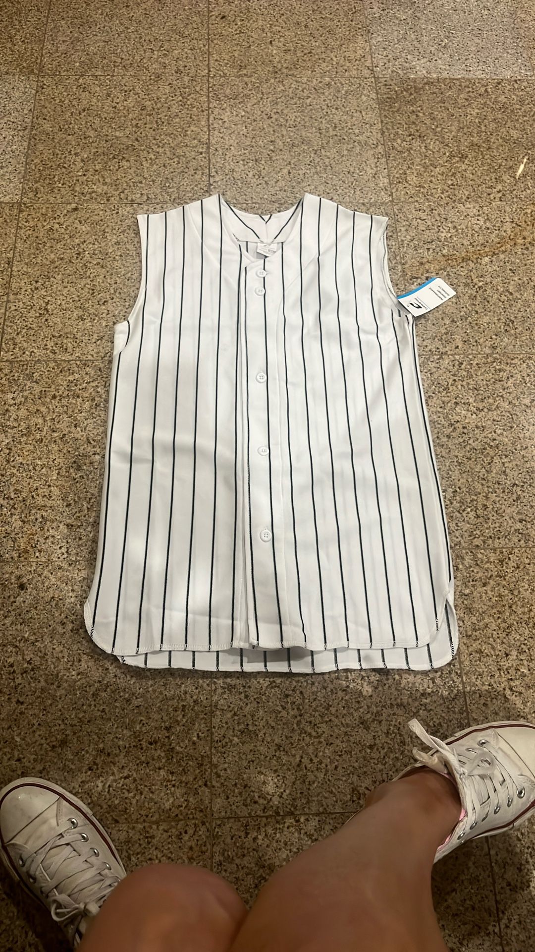 Youth XL Cham, pro sleeveless, baseball jersey, black, and white