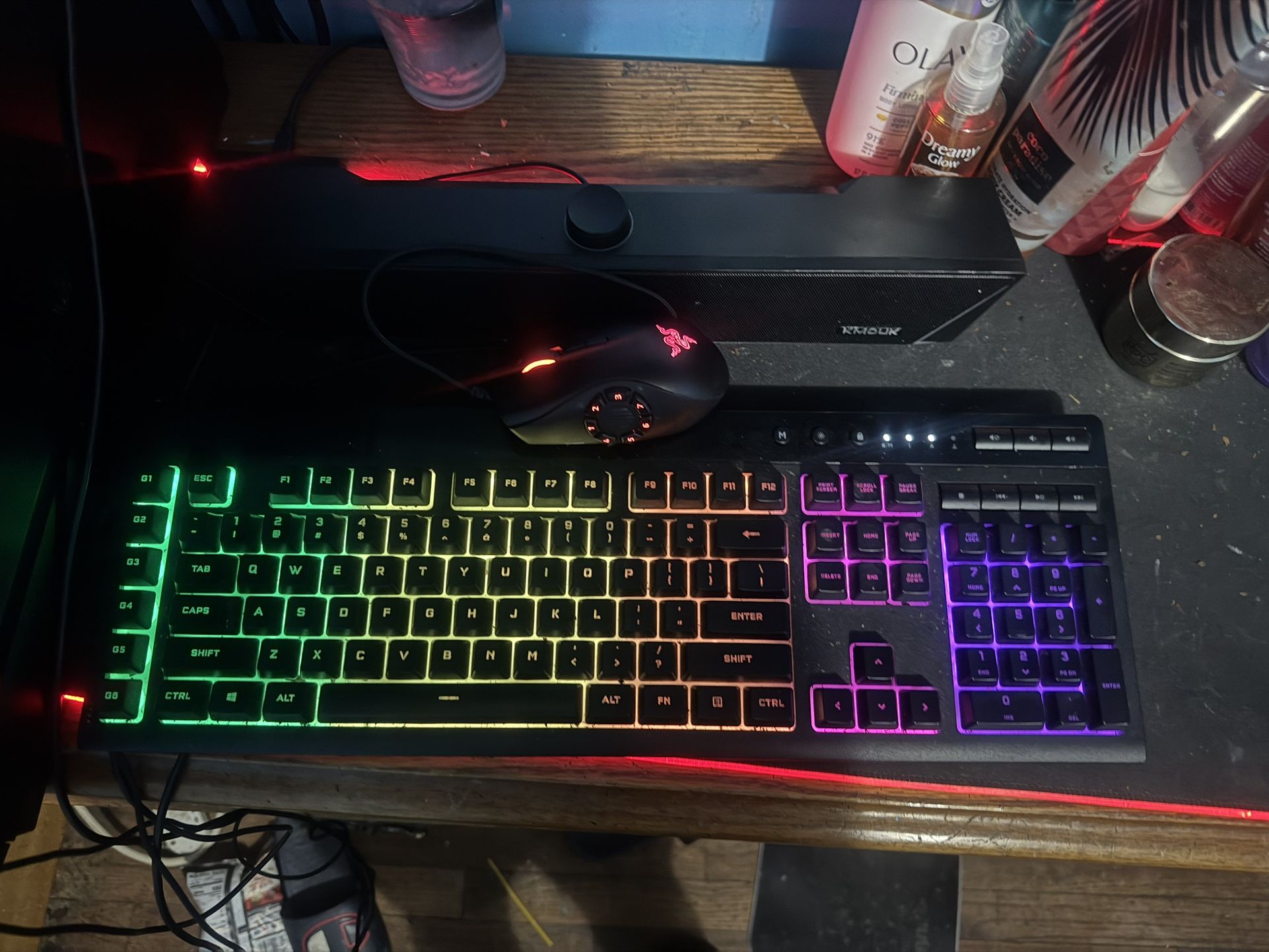 Gaming lED Speakers And Mouse Pad And Keyboard And Mouse