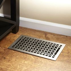 Signature Hardware Honeycomb Brass Floor Register 6" x 22" Brushed Nickel