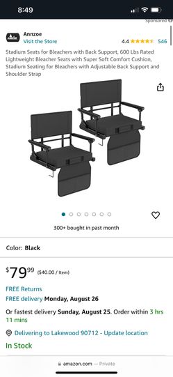2 Stadium Seats for Bleachers with Back Support 600Lbs Rated Lightweight Bleacher Seats with Super Soft Comfort Cushion, Stadium Seating for Bleachers