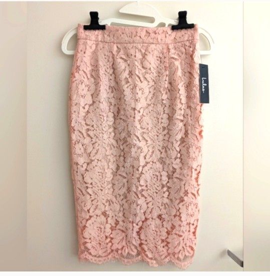 Lulu's Pink Lace Midi Pencil Skirt Size XS New