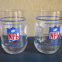 Pair Of Vintage Football Glassware 