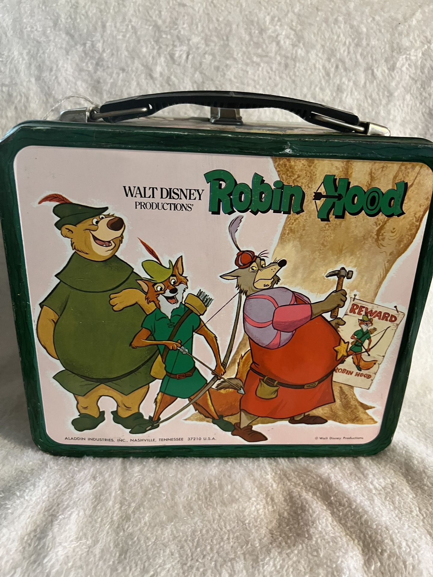 Vintage 1970’s Disney Robin Hood Metal Lunch Box With Thermos