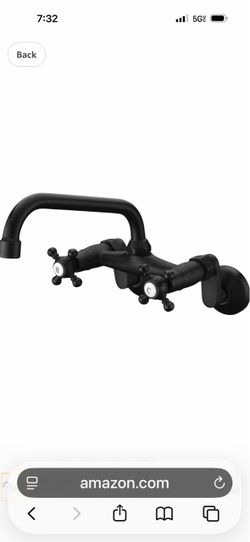 2-Handle Wall Mount Kitchen Sink Faucet, Matte Black K13 bl $40