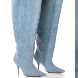 Knee High Blue Jean Boots