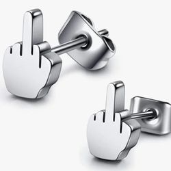 Finger Funny Prank Joke Cute Stainless Steel Earring