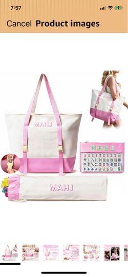 Mahjong Tile Bag and Rack Bag 3-Piece Set, Canvas Tote,Pink brand new pick up in Coral Springs 33071