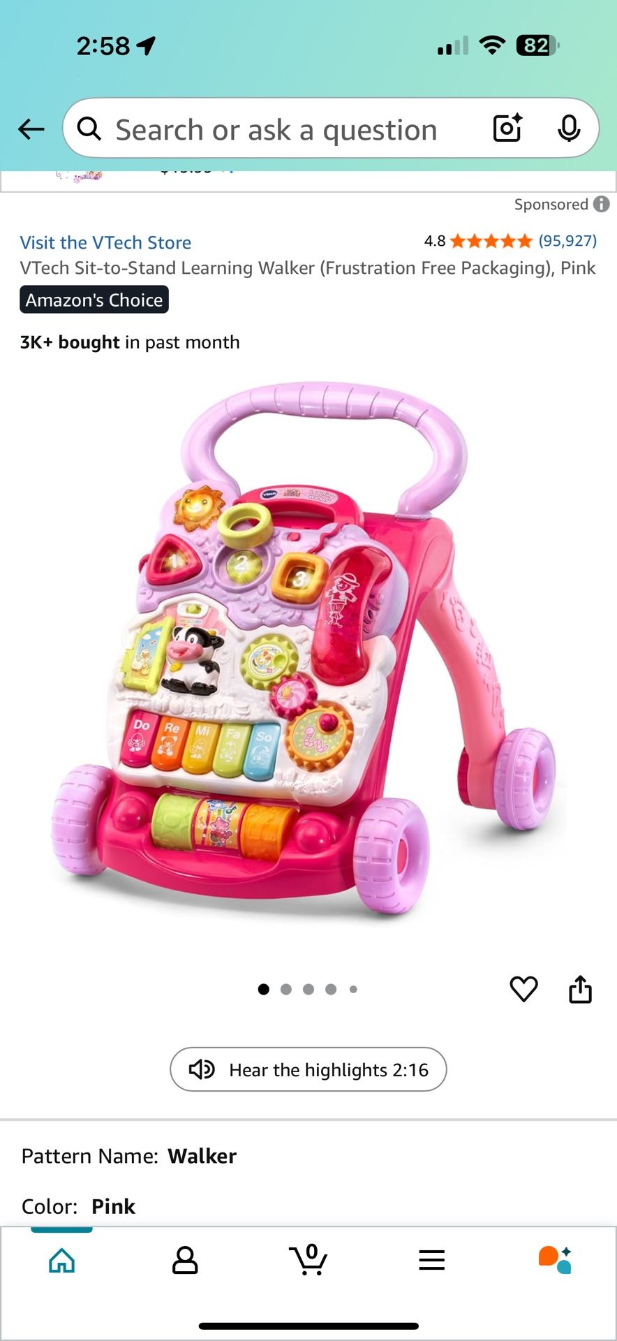 V Tech Sit To Stand Learning Walker