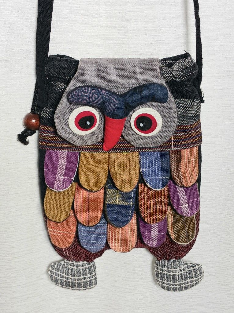Thai Handmade Patchwork Owl Sling bag Shoulder bag Purse Wallet Hippie Boho 7" 