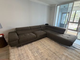 Modern Dark Green Sofa with adjustable headrest / storage