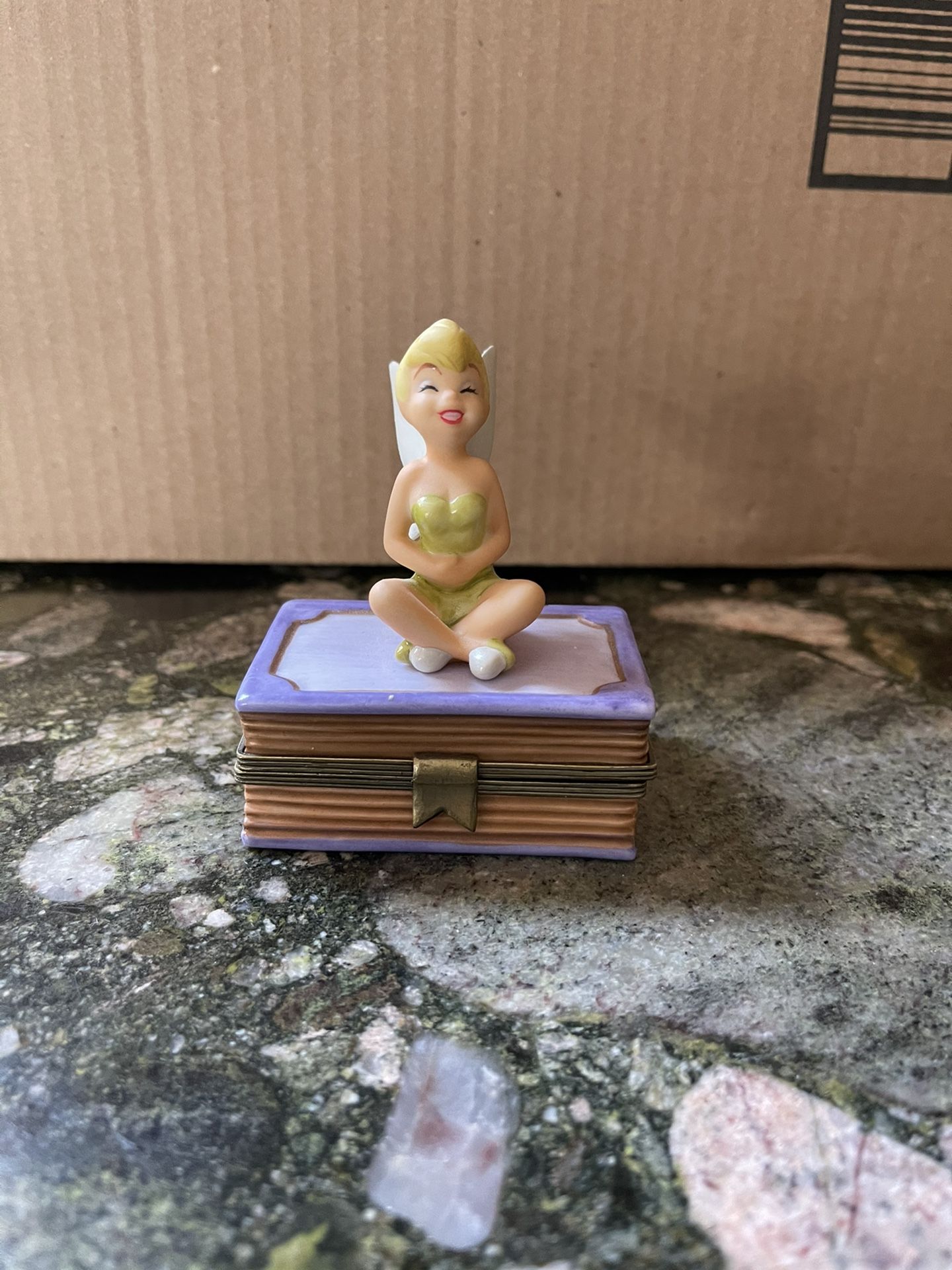 Disney Tinkerbell Figurine Sitting On Book