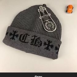 Grey Chrome Heart Beanie 