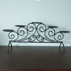 5 Pillar Candle Holder Black Metal