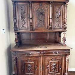 Antique Two Piece Buffet With Keys