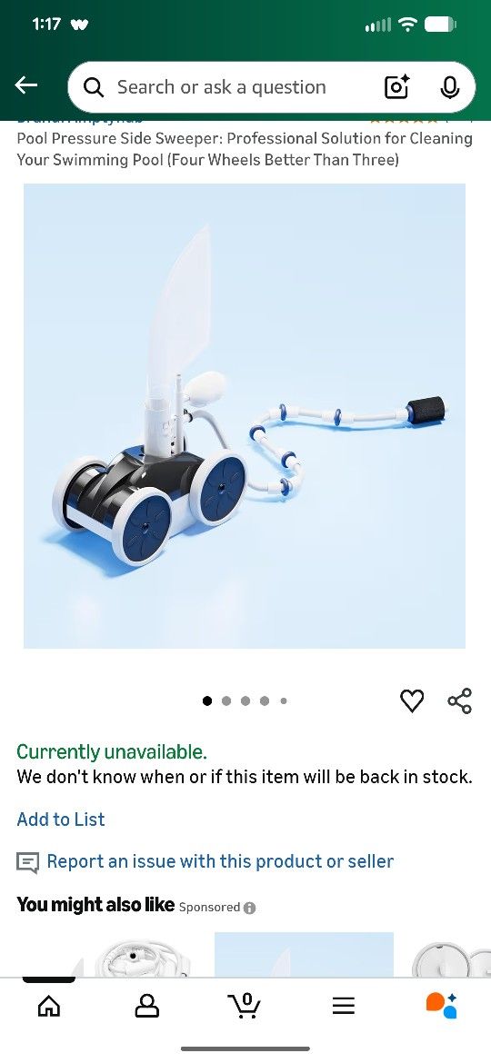 New Stand Alone Pool Pressure Side Sweeper Professional Swimming Pool Cleaner 4 Wheeled