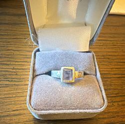Sterling Silver Ring with Purple Rectangle Stone