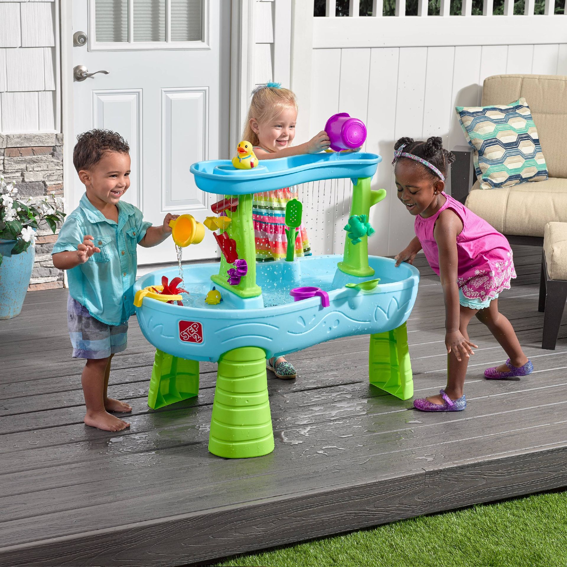 Step2 Rain Showers Splash Pond Water Table | Kids Outdoor Playset Blue - Small Pack