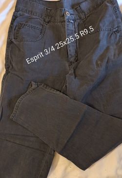 Esprit Chinos Jrs 3/4 25x25.5 Rise 9.5 Charcoal Gray, 100% Cotton, 5 Pocket, Belt Loops. East Or Wes