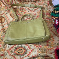 Green Leather Lap Top Bag