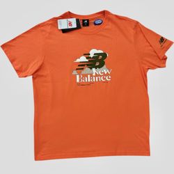 New Balance Logo Print Tee Orange/Green Kicks Crew Shirt AMT22365-SKS Size XXL