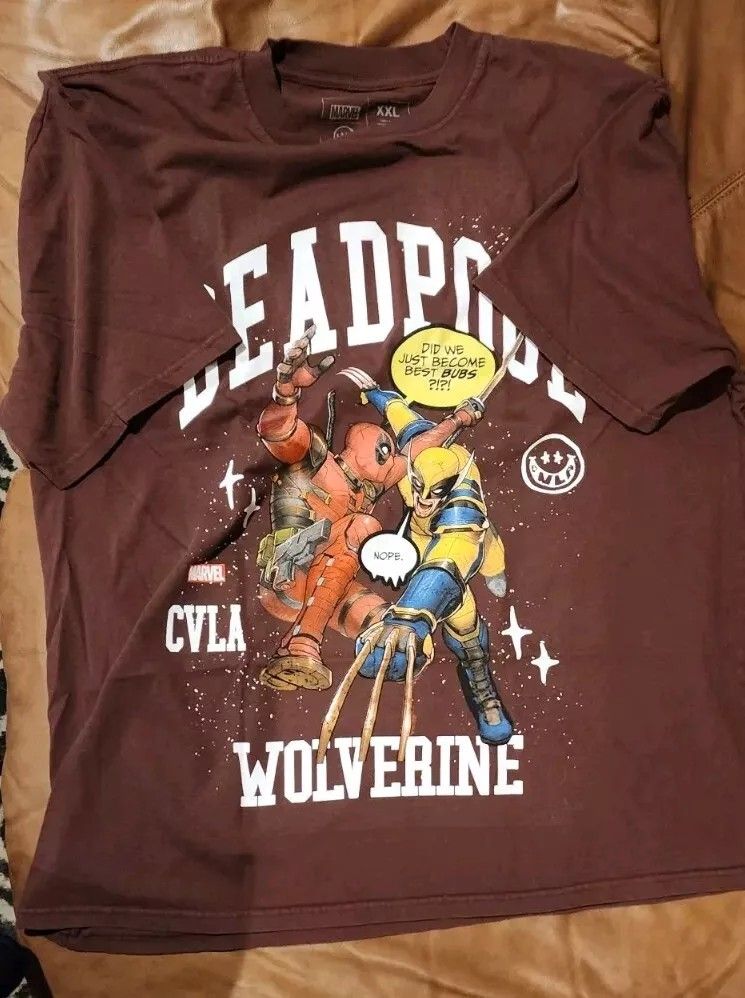 CVLA DEADPOOL WOLVERINE Movie DROP Boxy T Shirt BROWN XXL