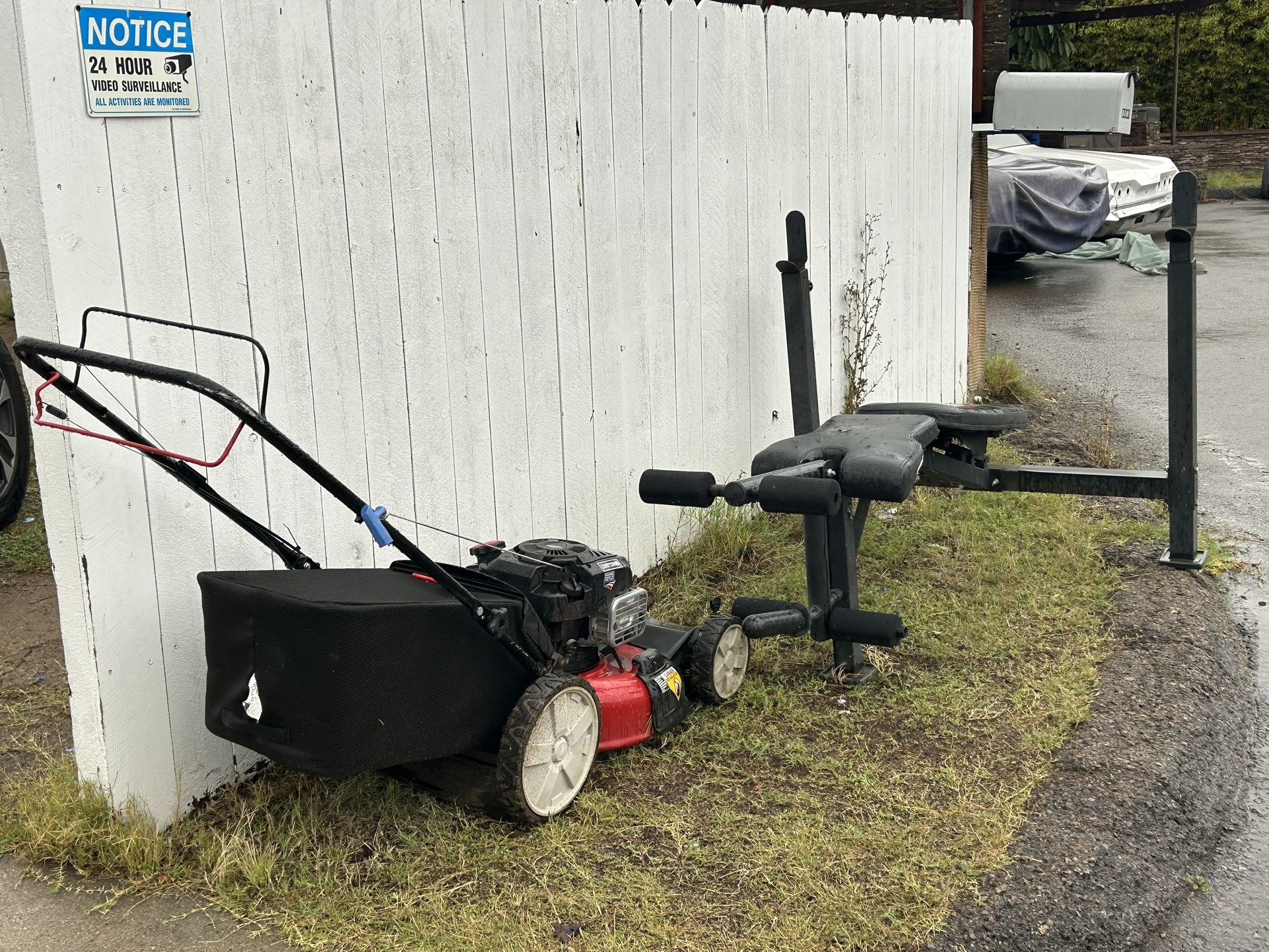 Free Lawnmower & Weight Bench